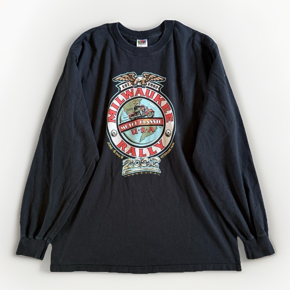 VTG 2002 Harley Davidson Milwaukee Rally Long Sleeve T Shirt‎ XL Biker Y2K USA
